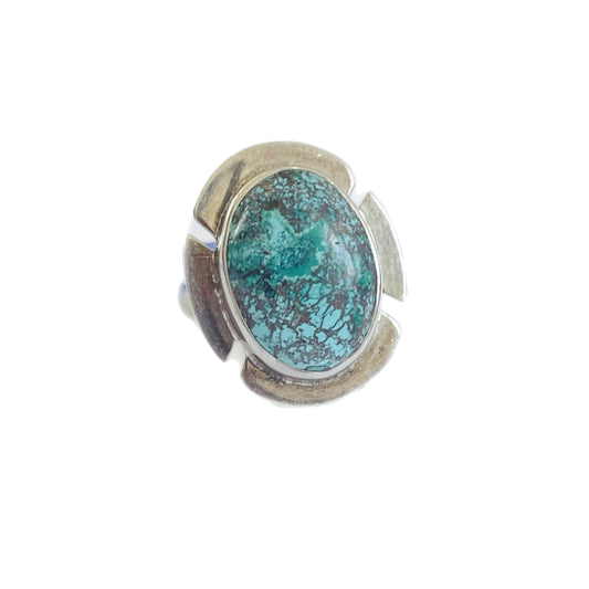Anel de Senhora em Prata 925 com Pedra Natural Turquesa