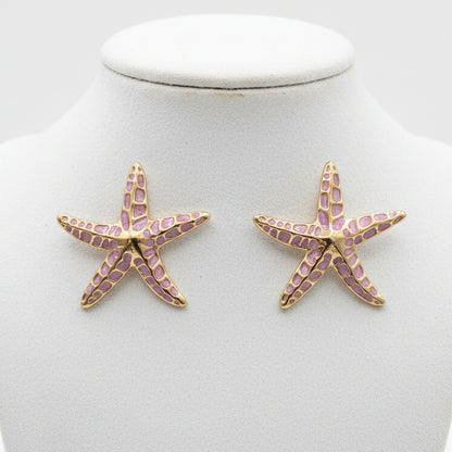 Brincos Starfish Gold & Purple – Inspiração Marinha