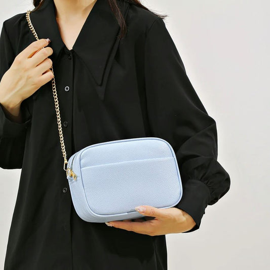Bolsa CrossBody de Senhora em Couro Pu com Duas Alças, Azul