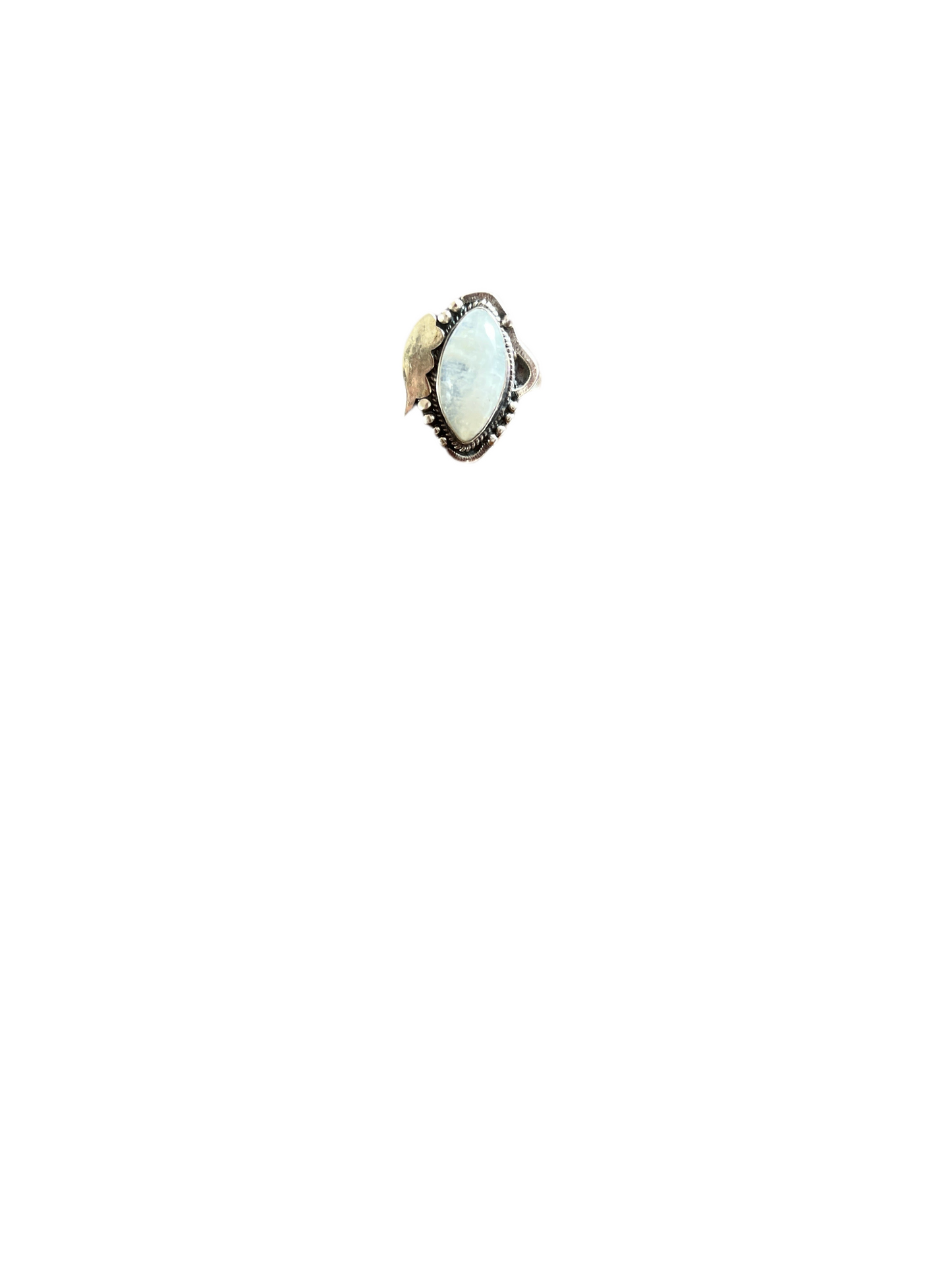 Anel de Prata com Pedra Natural Lua Indiana T:9,75