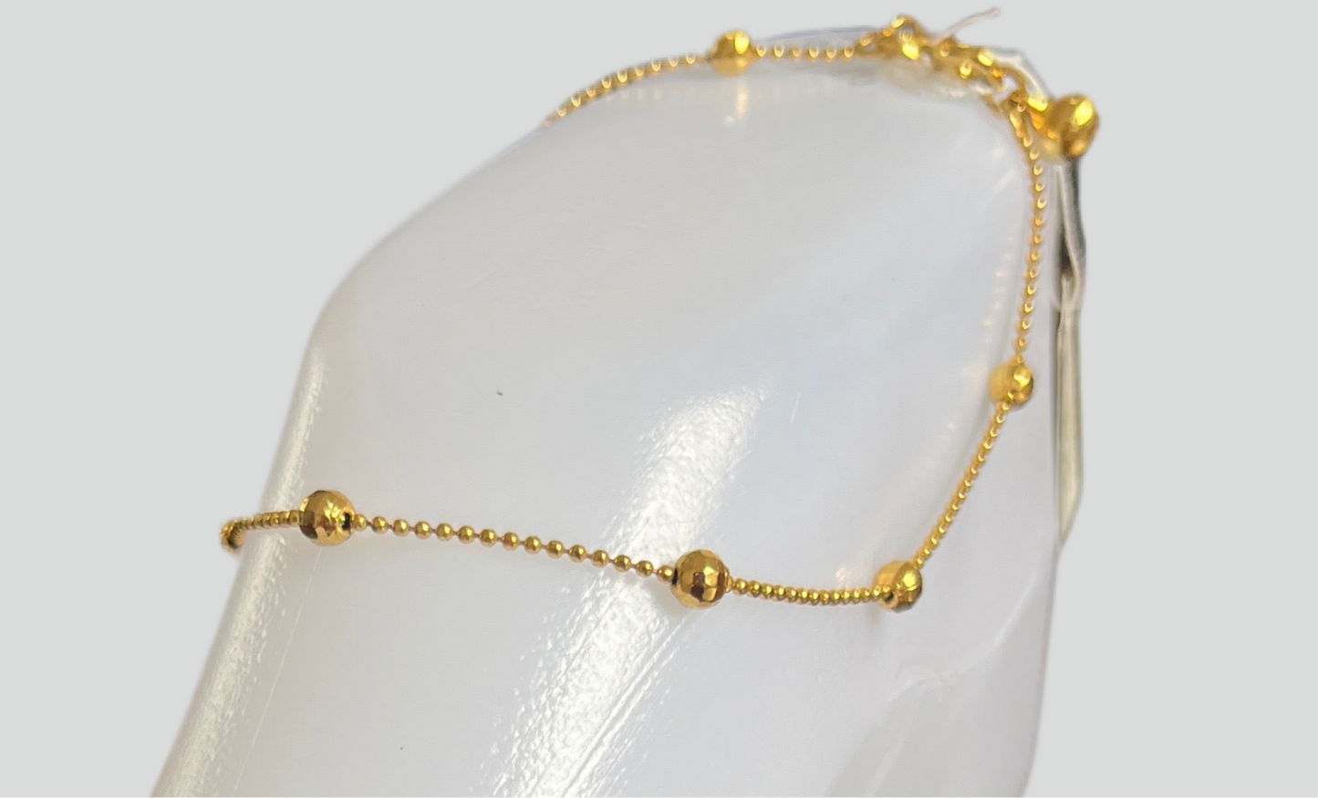 Pulseira Tornozelo de Senhora em Ouro Laminado 10K, Borlotas