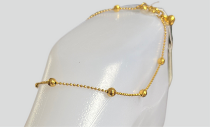 Pulseira Tornozelo de Senhora em Ouro Laminado 10K, Borlotas