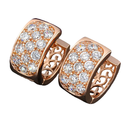 Argolas de Senhora em Ouro Laminado Rosa 18K com Zircões