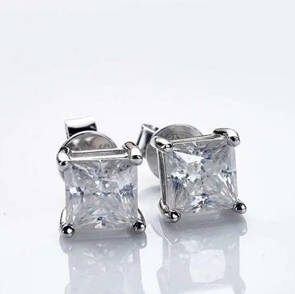 Brincos em Ouro Laminado Branco 18K com Zircônia