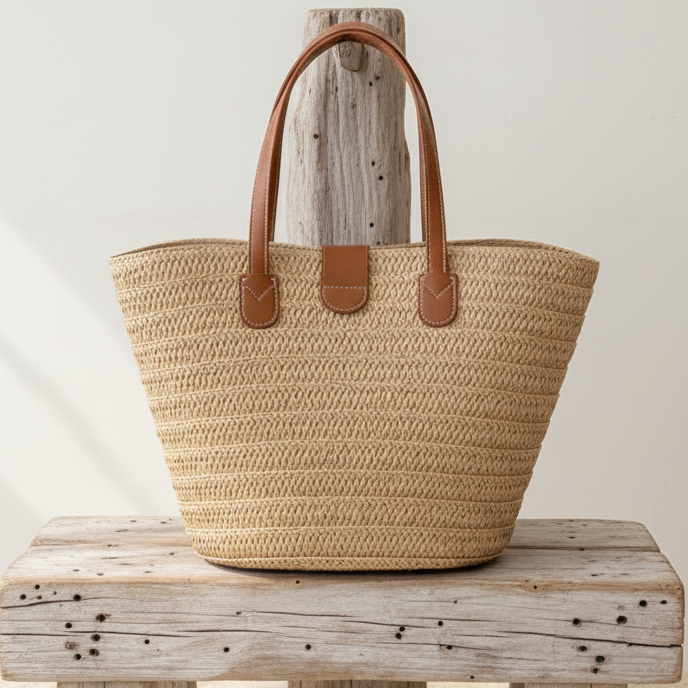 Saco de Ombro em Palha Trançada – Natural Chic