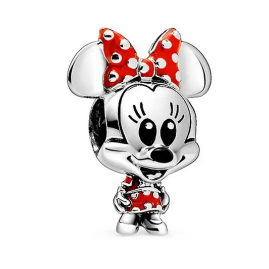 925 Silver Bead, Minnie Mouse with Polka Dot Dress and Bow