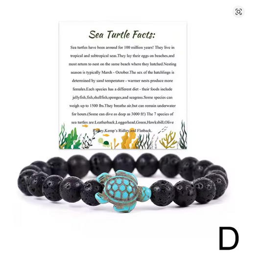 Pulseira com Pedras Naturais Vulcânicas, Tartaruga