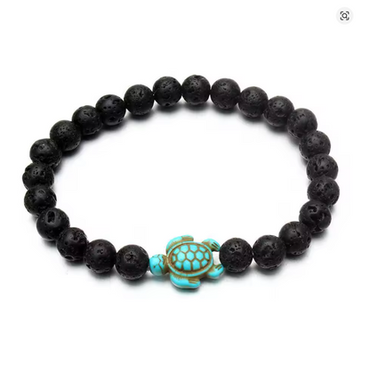 Pulseira com Pedras Naturais Vulcânicas, Tartaruga