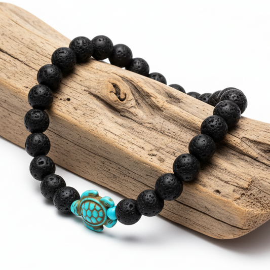 Pulseira "Volcanic Soul" em Pedra de Lava – Força da Terra e Alma do Mar