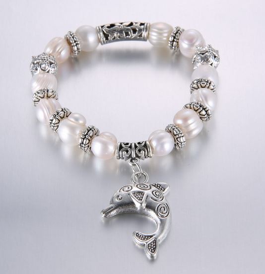 Bracelete de Senhora em Prata, Pérolas Golfinho