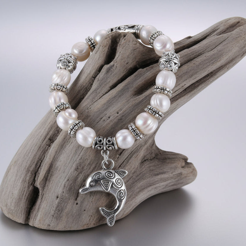 Bracelet pour femme en argent, perles Dauphin