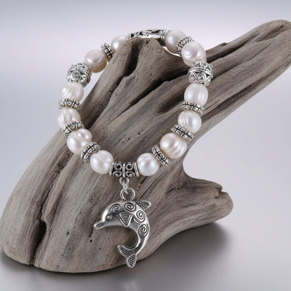 Bracelet pour femme en argent, perles Dauphin