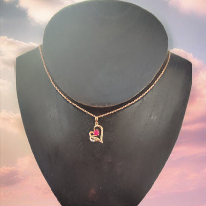 Colar de Senhora Laminado a Ouro Rosa 14K com Pedente Coração