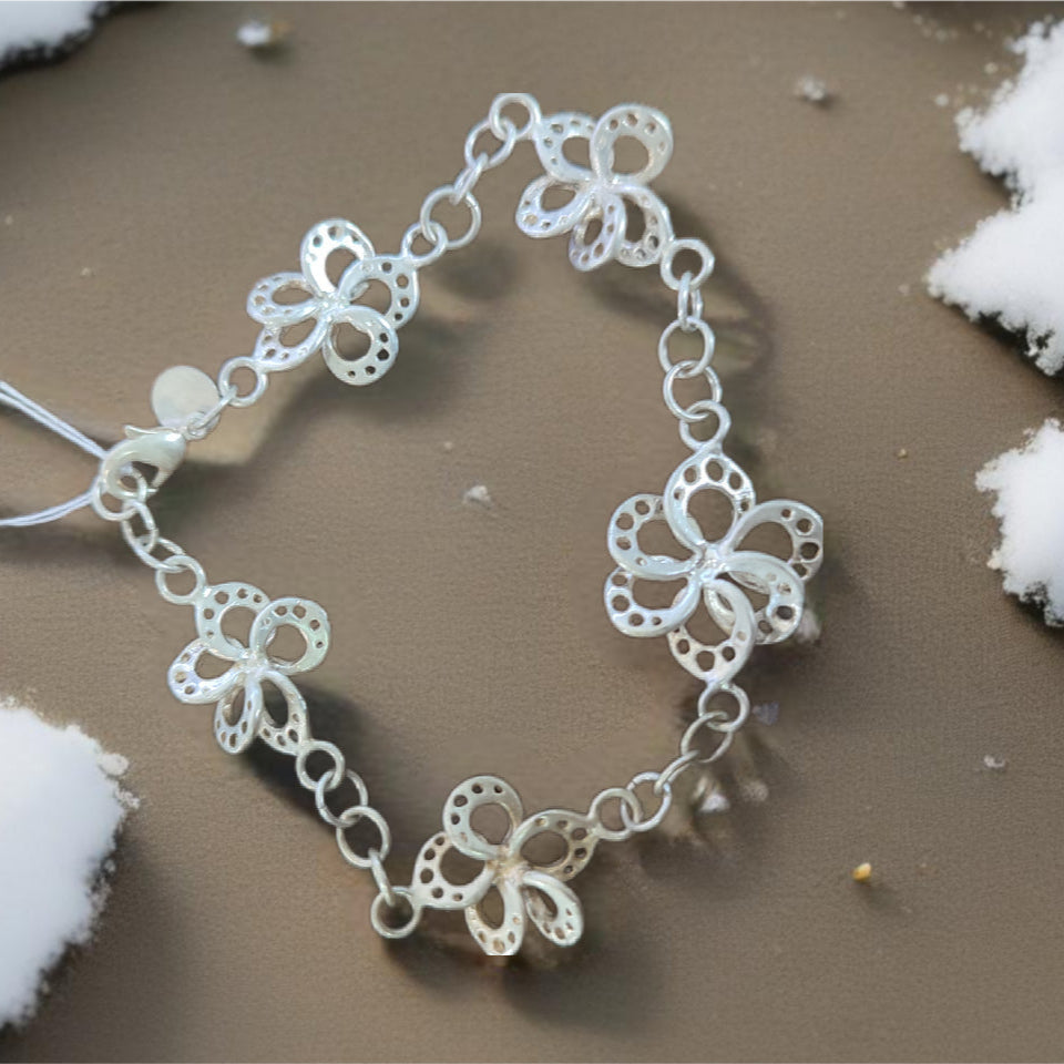 Pulseira de Senhora em Prata, 5 Flores