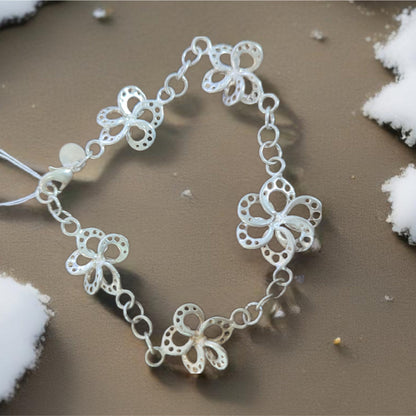 Pulseira de Senhora em Prata, 5 Flores