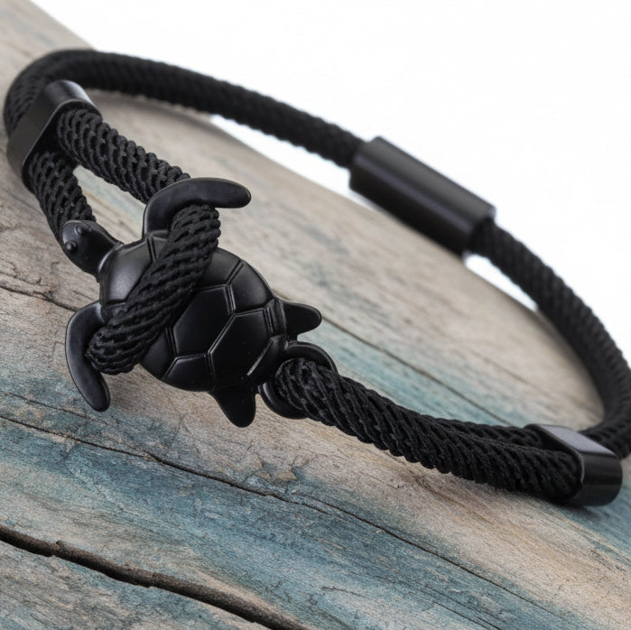 Pulseira Turtle Black em Corda Marítima – Robustez e Estilo à Prova de Tudo