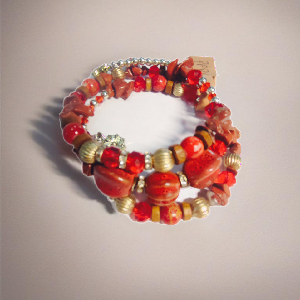Pulseira de Senhora em Fantasia, Pedras Vermelhas