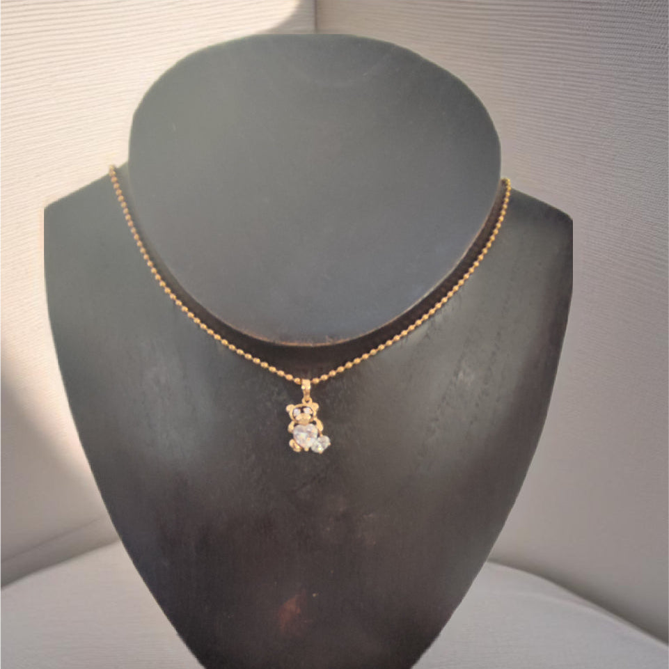 Colar de Criança Laminado a Ouro 14K com Pendente Urso
