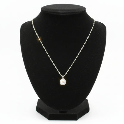 Collier pour femme en acier inoxydable avec pendentif pierre de cristal