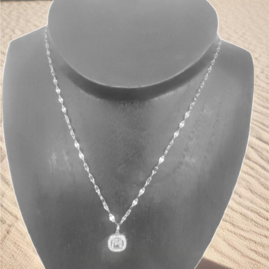 Colar de Senhora em Aço Inoxidável com Pendente Pedra Cristal