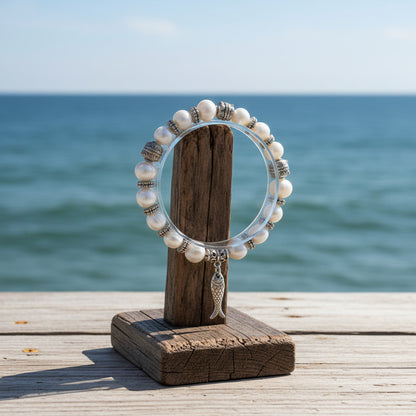 Bracelet en argent pour femme, Perles Poisson