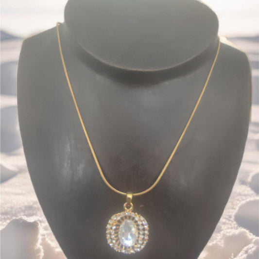 Colar de Senhora Laminado a Ouro 10K com Pendente Pedra