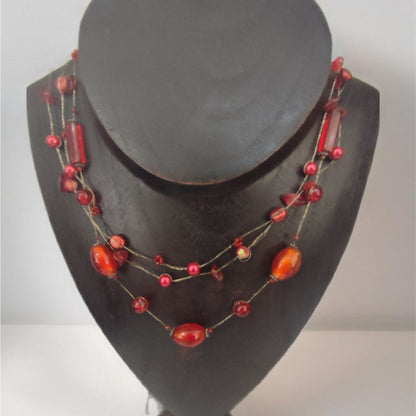 Colar de Senhora em Prata do Tibet, Vermelho