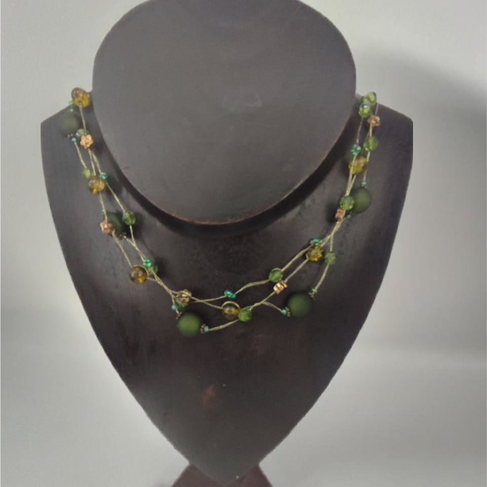 Colar de Senhora em Prata do Tibet, Verde