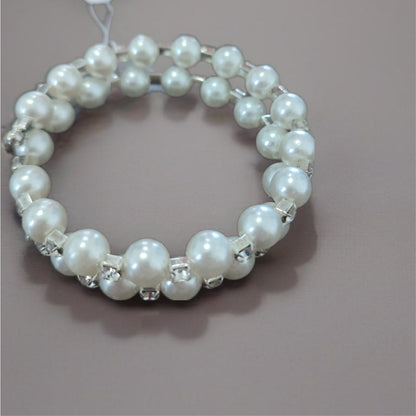 Pulseira de Senhiora Rodada em Fantasia com Pérolas e Cristais
