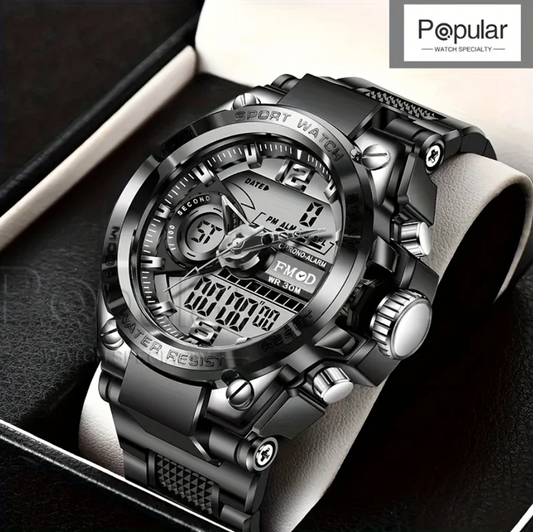 Relógio de Pulso Masculino Quartzo LED, Preto