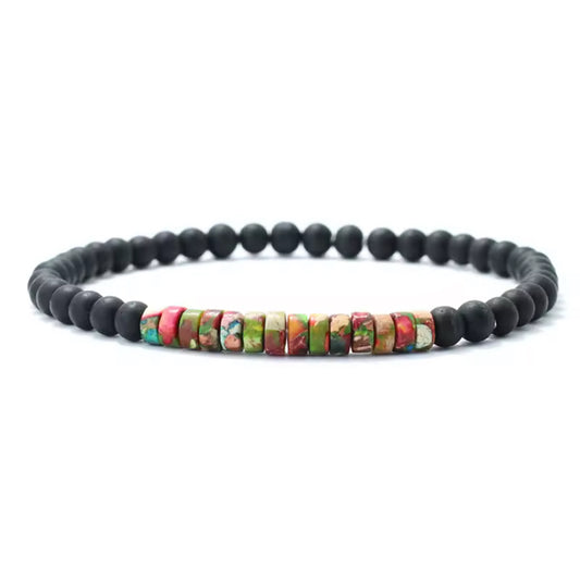 Pulseira de Homem com Pedras Ónix Misturadas