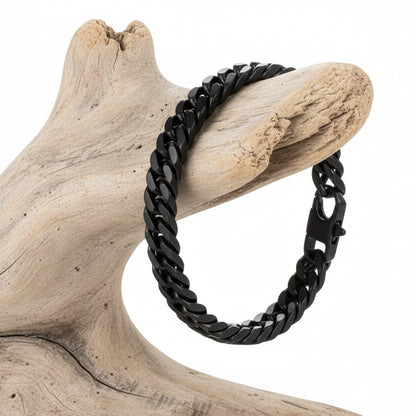 Pulseira de Homem em Aço Inoxidável, Corrente Preta
