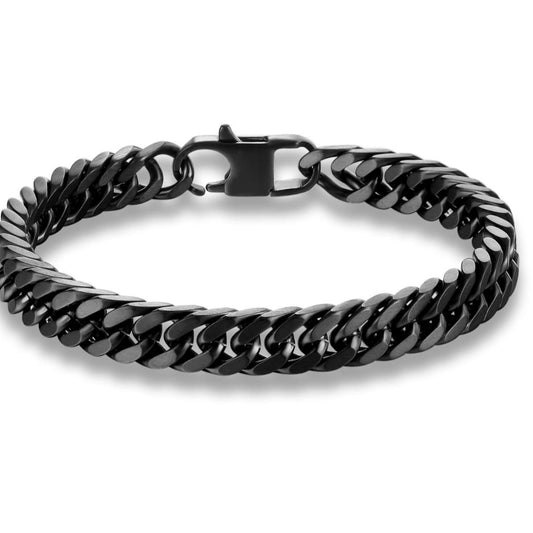 Pulseira de Homem em Aço Inoxidável, Corrente Preta