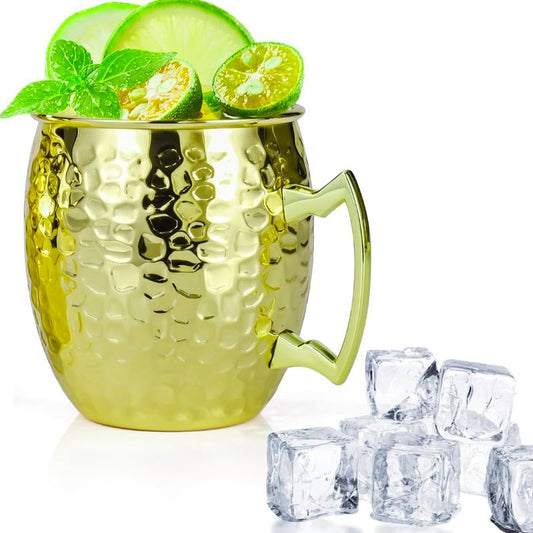 Caneca em Aço Inoxidável na Cor de Ouro