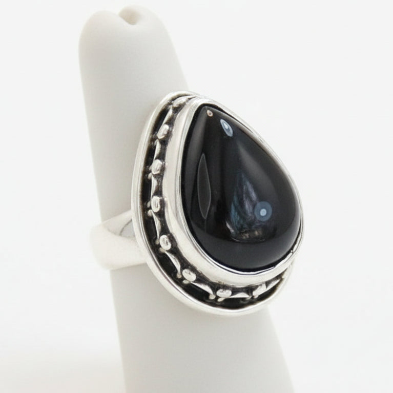 Bague en argent 925 avec pierre naturelle onyx T:7,5