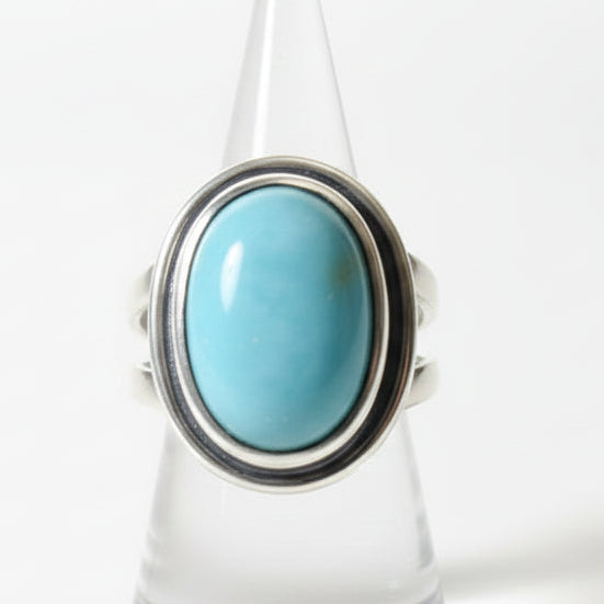 Bague en argent avec pierre naturelle larimar T:8.5