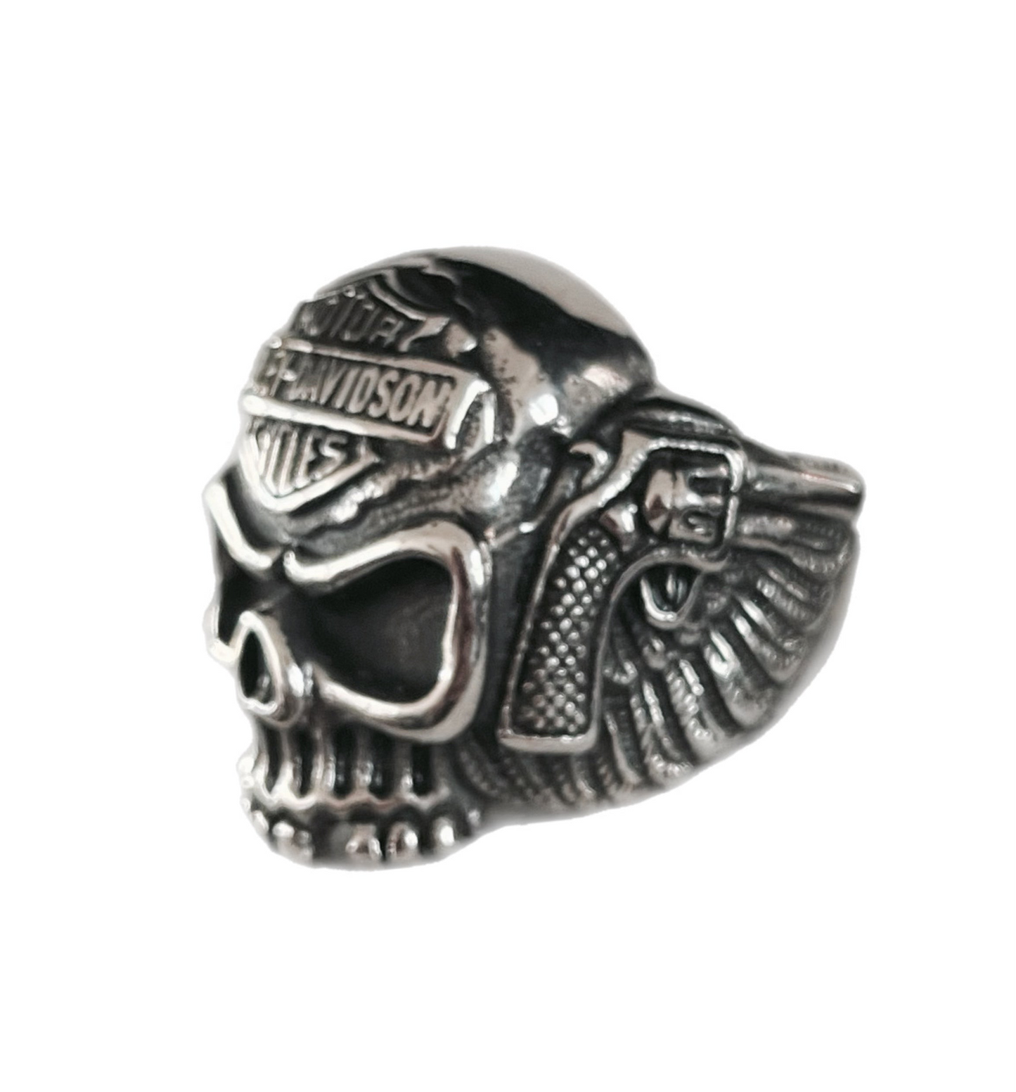 Anel de Homem em Aço Inoxidável 316L, Harley D. Caveira