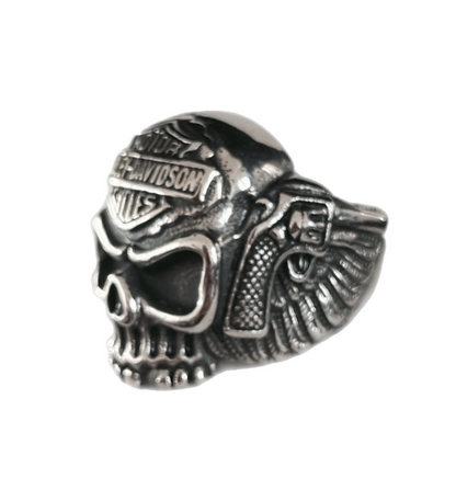 Anel de Homem em Aço Inoxidável 316L, Harley D. Caveira