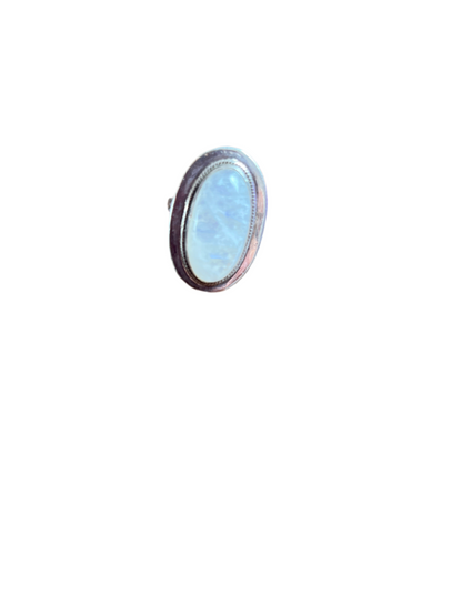 Anel de Senhora em Prata com Pedra Natural Lua Indiana