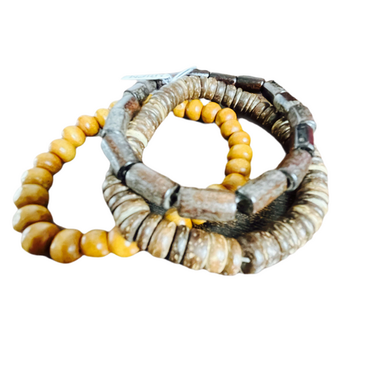 Pulseira de Homem em Contas de Madeira Claro