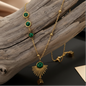 Sun Fan 316L Steel Necklace – The Natural Elegance of Malachite