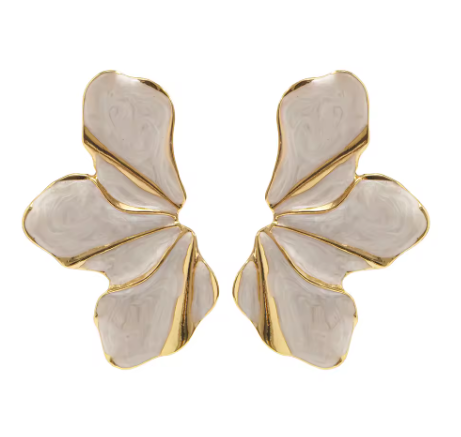 Brincos de Senhora, Flor em Metal pintado a Branco
