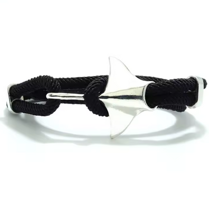 Pulseira Manta Raia – Paracord Preta e Raia Prata