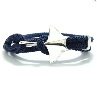 Pulseira Manta Raia – Paracord Azul e Raia Prata