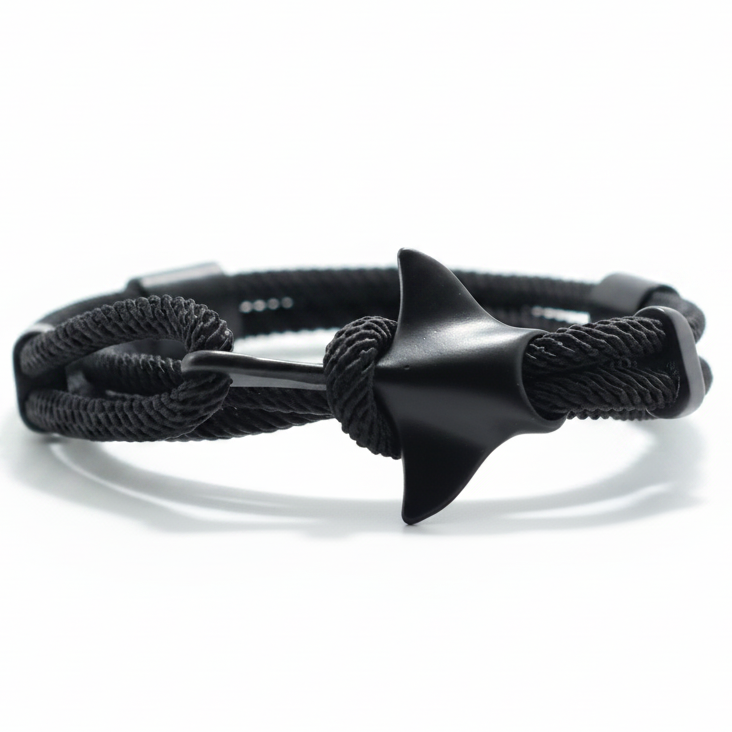 Pulseira Manta Raia – Paracord Preta e Raia Preta