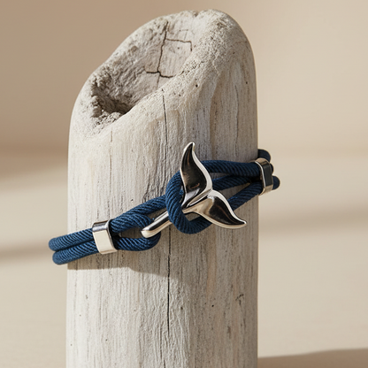 Pulseira Cauda de Baleia Azul &amp; Prata – Coleção Mar e Vida