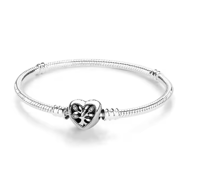 Bracelet de perles en argent 925, Cœur