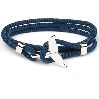 Pulseira Cauda de Baleia Azul &amp; Prata – Coleção Mar e Vida