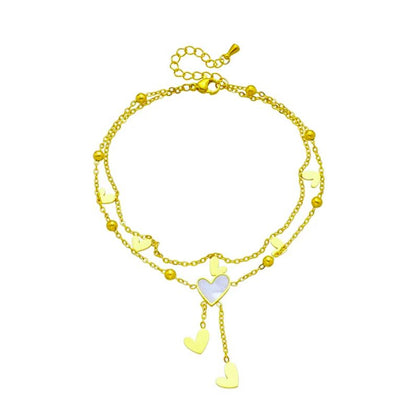 Pulseira Tornozelo de Senhora em Aço Inoxidável 316L, Coração
