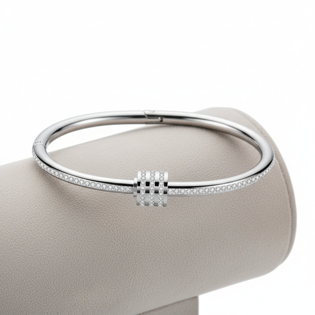 Bracelet Classique pour Femme Argenté en Acier Inoxydable avec Zircons Cubiques